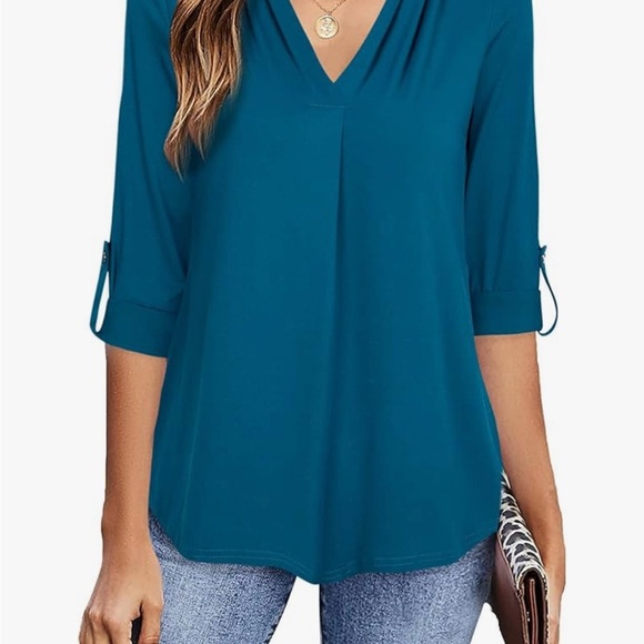 Timeson spandex/polyester top size XXL in teal. Very comfortable. EUC. - Picture 4 of 6